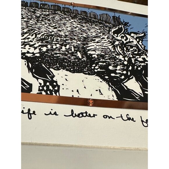 Life Is Better On The Farm Pig Block Print By Robert Patermo & Primitives By Kat - Picture 7 of 8